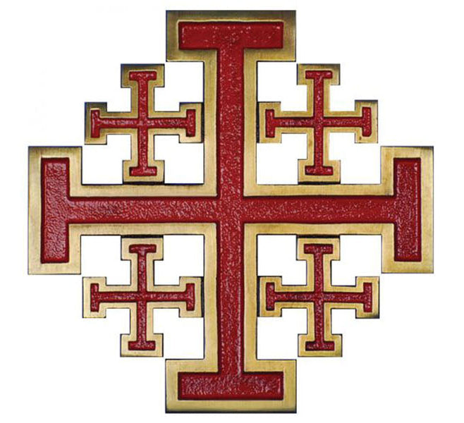 Jerusalem cross (Crusader's cross, five-fold cross) red/gold