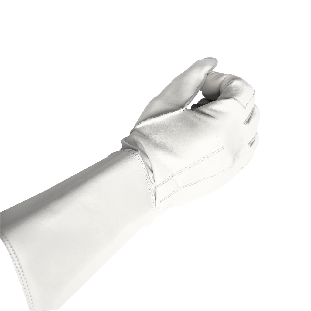 White leather standard bearer gauntlet gloves (Large only)