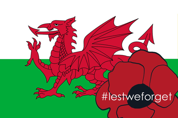 Welsh Dragon - Poppy / lest we forget / Dday / Remembrance