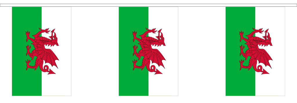 Welsh Dragon flag ECONOMY bunting (6x4" pennants)
